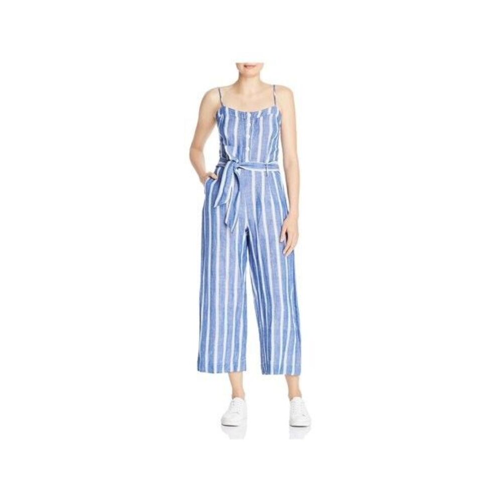 Rails Sz Large Women's Harper Jumpsuit in Blue Laguna Stripe Resort Beach
